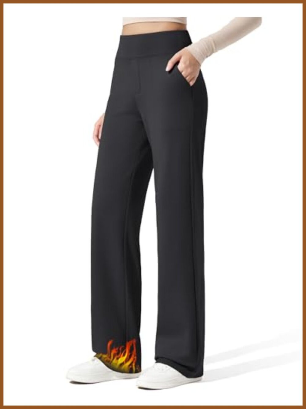Fleece Lined Wide Leg Sweatpants High Rise Thermal Work Casual